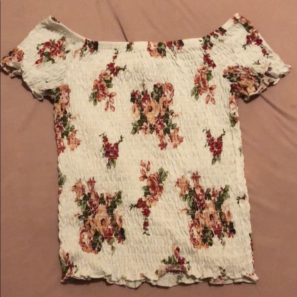 Off the shoulder white t-shirt